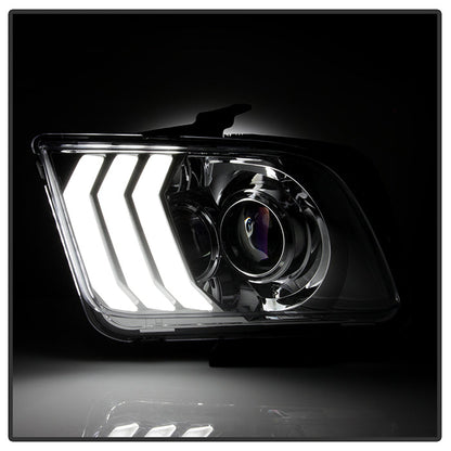 xTune Ford Mustang 05-09 Halogen w LED DRL Projector Headlights - Chrome PRO-JH-FM05-LED-C 9949371