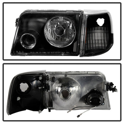 SPYDER Xtune Ford Ranger 93-97 Projector Headlights w/ Corner Lights Black PRO-JH-FR93-SET-BK 9029387