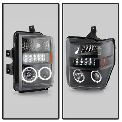 SPYDER Xtune Ford F250/350/450 Super Duty 08-10 Projector Headlights LED Halo Black PRO-JH-FS08-LED-BK 5076267