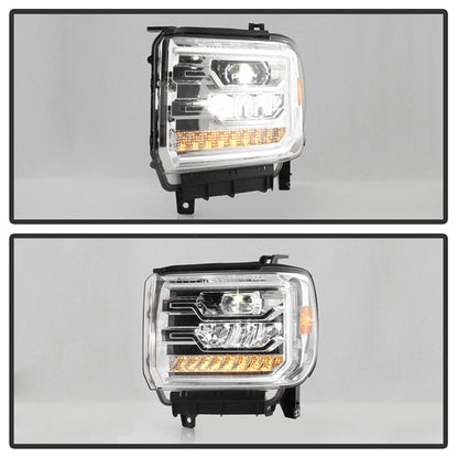 xTune GMC Sierra 1500 14-15 Sierra 2500 3500 15-17 Headlight Halogen Mdls- Chrome PRO-JH-GS14-FLED-C 9050114