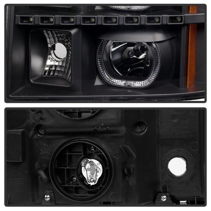 SPYDER Xtune GMC Sierra 1500/2500/3500 07-13 Projector Headlights LED Halo Black PRO-JH-GSIE07-CFB-BK 9032264