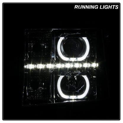 SPYDER Xtune GMC Sierra 1500/2500/3500 07-13 Projector Headlights LED Halo- Chrome PRO-JH-GSIE07-CFB-C 9032288
