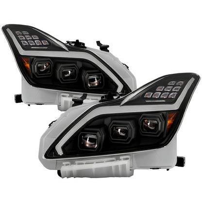 SPYDER 08-15 Infiniti G37 G37X Coupe Full LED Projector Headlights w/ Sequential Turn Signal - Black 9050473
