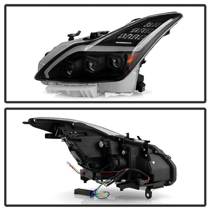 SPYDER 08-15 Infiniti G37 G37X Coupe Full LED Projector Headlights w/ Sequential Turn Signal - Black 9050473