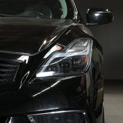 SPYDER 08-15 Infiniti G37 G37X Coupe Full LED Projector Headlights w/ Sequential Turn Signal - Black 9050473