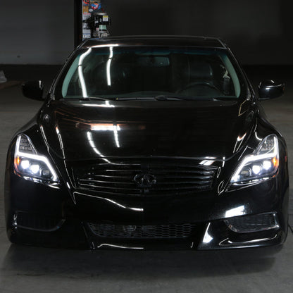 SPYDER 08-15 Infiniti G37 G37X Coupe Full LED Projector Headlights w/ Sequential Turn Signal - Black 9050473