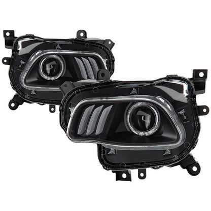 SPYDER xTune 14-17 Jeep Cherokee Halogen Model Only LED Light Bar Proj Headlights - Blk - PRO-JH-JC14-LB-BK 9047183