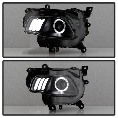 SPYDER xTune 14-17 Jeep Cherokee Halogen Model Only LED Light Bar Proj Headlights - Blk - PRO-JH-JC14-LB-BK 9047183