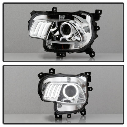 SPYDER xTune 14-17 Jeep Cherokee Halogen Model Only LED Light Bar Proj Headlights - Chro - PRO-JH-JC14-LB-C 9047190
