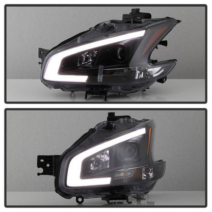 SPYDER xTune 09-14 Nissan Maxima Halogen LED Light Bar Projector Headlights - Black (PRO-JH-NM09-LB-BK) 9043055