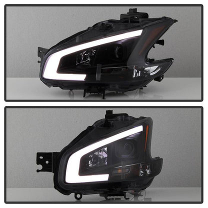SPYDER xTune 09-14 Nissan Maxima Halogen LED Light Bar Projector Headlights - Smoke (PRO-JH-NM09-LB-BSM) 9043062
