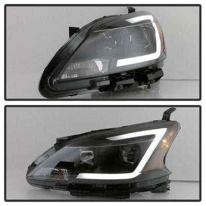 SPYDER xTune 13-15 Nissan Sentra DRL LED Light Bar Proj Halogen Headlights - Blk Smoke (PRO-JH-NS13-LB-BSM) 9042973