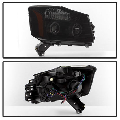 SPYDER xTune Nissan Titan 04-15 Projector Headlights - LED Halo - Black Smoked PRO-JH-NTI04-LED-BSM 5082282