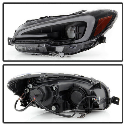 SPYDER xTune 15-18 Subaru Impreza WRX Proj Halo Headlight - Light Bar DRL - Blk Smoke PRO-JH-SWRX15-LB-BSM 9047619