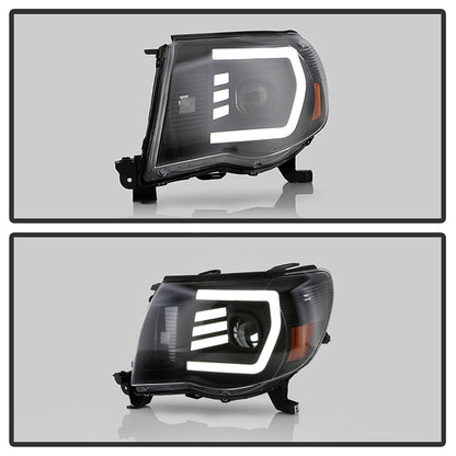 xTune Toyota Tacoma 05-11 LED Light Bar Projector Headlights - Black PRO-JH-TT05-LB-BK 9050145