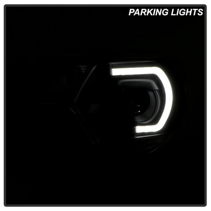SPYDER xTune 12-15 Toyota Tacoma Light Bar DRL Projector Headlights - Black Smoke (PRO-JH-TTA12-LBDRL-BSM) 9037559