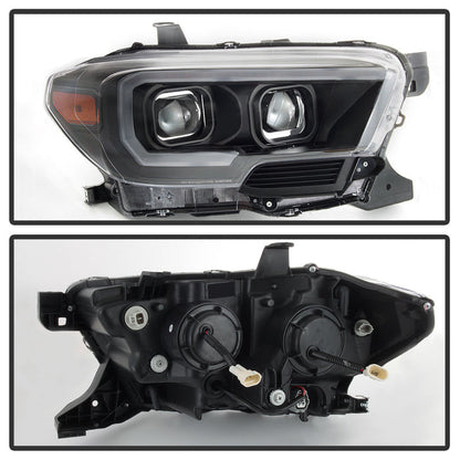 SPYDER xTune Toyota Tacoma 16-18 DRL Light Bar Projector Headlights - Black PRO-JH-TTA16-LBDRL-BK 9039256