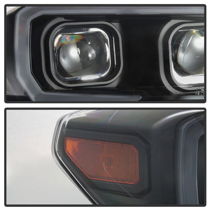 SPYDER xTune Toyota Tacoma 16-18 DRL Light Bar Projector Headlights - Black PRO-JH-TTA16-LBDRL-BK 9039256