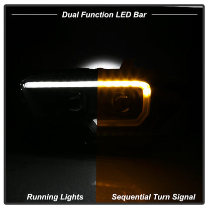 SPYDER xTune Toyota Tacoma 16-18 DRL Light Bar Projector Headlights - Black PRO-JH-TTA16-LBDRL-BK 9039256