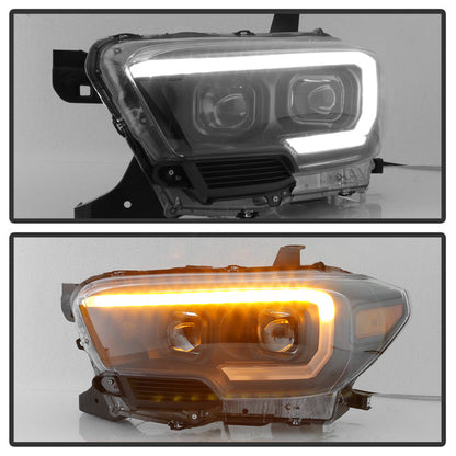 SPYDER xTune Toyota Tacoma 16-18 DRL Light Bar Projector Headlights - Black PRO-JH-TTA16-LBDRL-BK 9039256