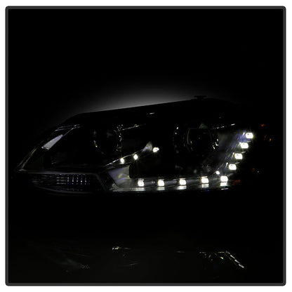 SPYDER xTune Volkswagen Jetta 11-14 Halogen Model Only DRL Projector Headlights - Black PRO-JH-VJ11-DRL-BK 9036675