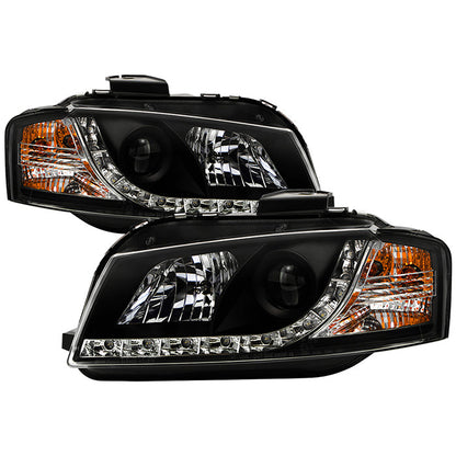 Spyder Audi A3 06-08 Projector Headlights Halogen Model Only - DRL Black PRO-YD-AA306-DRL-BK 5008510