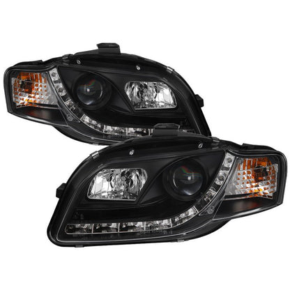 Spyder Audi A4 06-08 Projector Headlights Halogen Model Only - DRL Black PRO-YD-AA405-DRL-BK 5008572