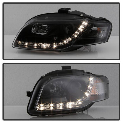 Spyder Audi A4 06-08 Projector Headlights Halogen Model Only - DRL Black PRO-YD-AA405-DRL-BK 5008572