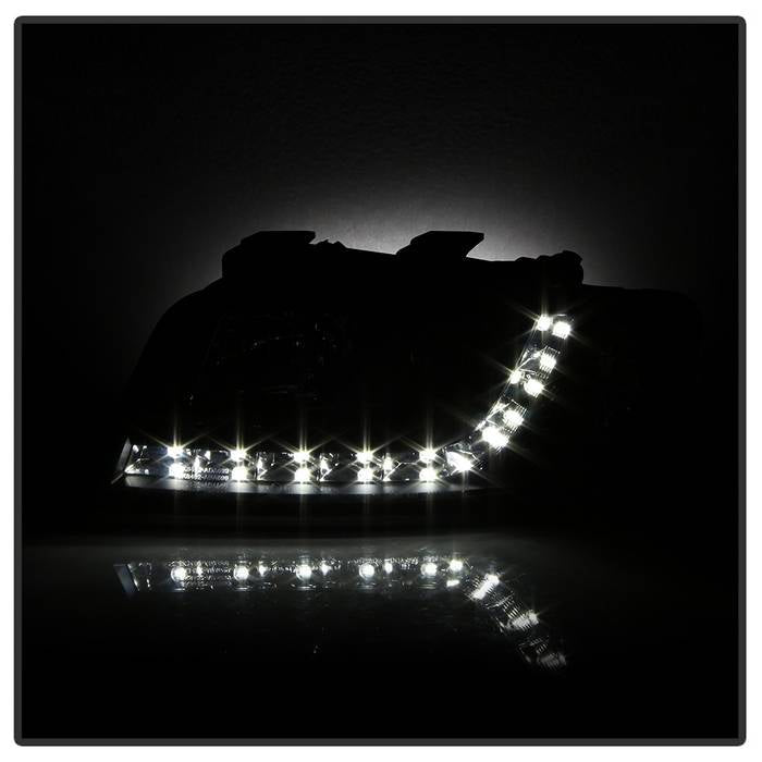 Spyder Audi A6 02-04 Projector Headlights Halogen Model Only - DRL Black PRO-YD-ADA601-DRL-BK 5008657