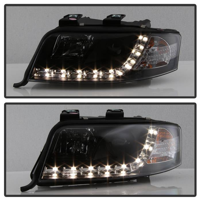 Spyder Audi A6 02-04 Projector Headlights Halogen Model Only - DRL Black PRO-YD-ADA601-DRL-BK 5008657