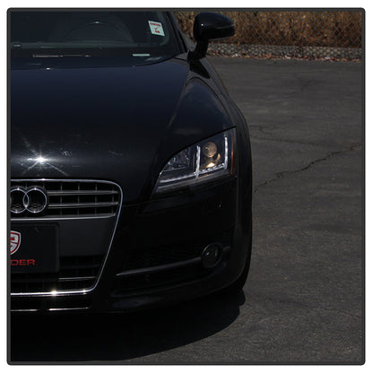 Spyder 08-15 Audi TT Halogen Projector Headlights w/Seq Turn Signal - Black (PRO-YD-ATT08-BK) 5085535