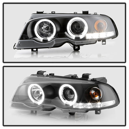 Spyder BMW E46 3-Series 00-03 2DR 1PC Projector Headlights LED Halo LED Blk PRO-YD-BMWE46-2D-HL-BK 5008923