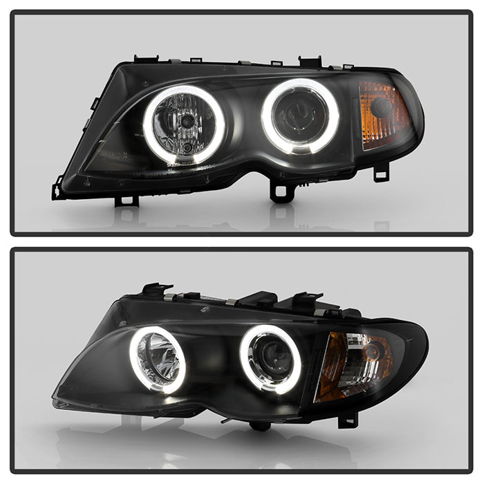 Spyder BMW E46 3-Series 02-05 4DR Projector Headlights 1PC LED Halo Blk PRO-YD-BMWE4602-4D-AM-BK 5042415