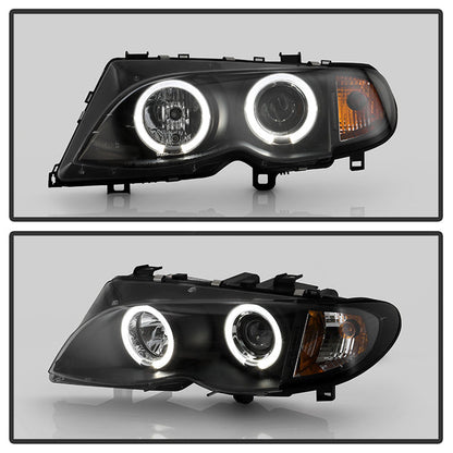 Spyder BMW E46 3-Series 02-05 4DR Projector Headlights 1PC LED Halo Blk PRO-YD-BMWE4602-4D-AM-BK 5042415