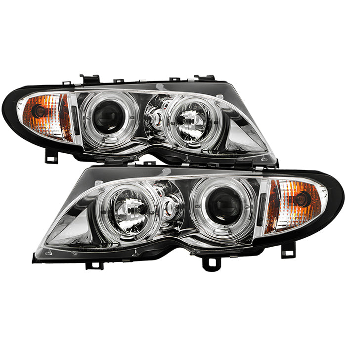 Spyder BMW E46 3-Series 02-05 4DR Projector Headlights 1PC LED Halo Chrm PRO-YD-BMWE4602-4D-AM-C 5042408