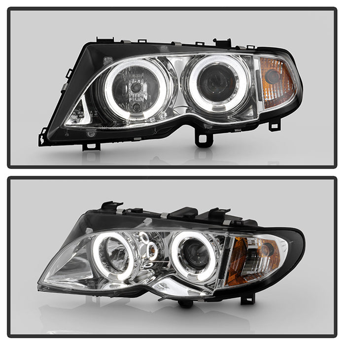 Spyder BMW E46 3-Series 02-05 4DR Projector Headlights 1PC LED Halo Chrm PRO-YD-BMWE4602-4D-AM-C 5042408