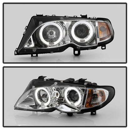 Spyder BMW E46 3-Series 02-05 4DR Projector Headlights 1PC LED Halo Chrm PRO-YD-BMWE4602-4D-AM-C 5042408