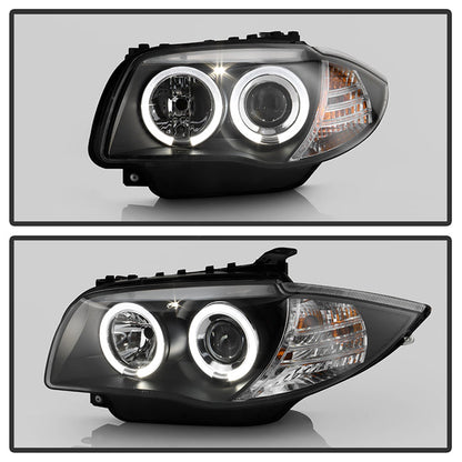 Spyder BMW E87 1-Series 08-11 Projector Headlights LED Halo Black High H1 Low H7 PRO-YD-BMWE87-HL-BK 5008985