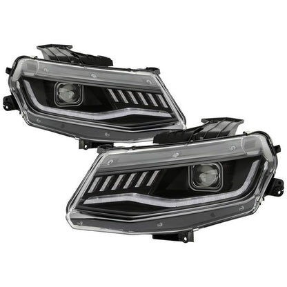 Spyder Chevy Camaro 16-18 Halogen Model Full LED Headlights Black PRO-YD-CCAM16HALAP-SEQ-BK 5087317