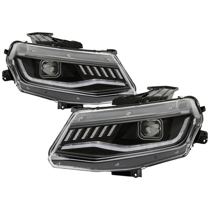 Spyder Chevy Camaro 16-18 (Do Not Fit Halogen) Projector Headlights Black PRO-YD-CCAM16HIDSI-SEQ-BK 5087379