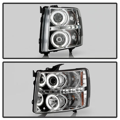 Spyder Chevy Silverado 1500 07-13 Projector Headlights LED Halo LED Chrm PRO-YD-CS07-HL-C 5009500