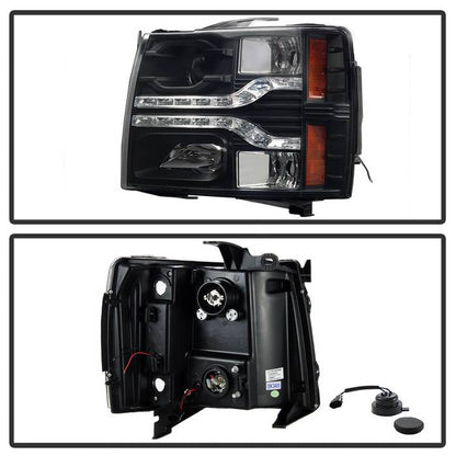 Spyder Chevy Silverado 1500 07-13 V2 Projector Headlights - LED DRL - Black PRO-YD-CS07V2-DRL-BK 5083524