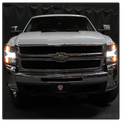 Spyder Chevy Silverado 1500 07-13 Version 3 Projector Headlights - Black PRO-YD-CS07V3-LBDRL-BK 5083609