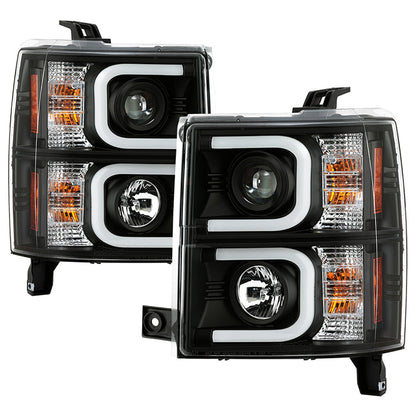 Spyder Chevy Silverado 1500 14-16 Projector Headlights Light Bar DRL Blk PRO-YD-CS14-LBDRL-BK 5079473