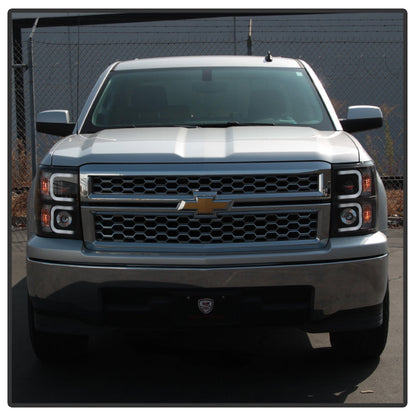 Spyder Chevy Silverado 1500 14-16 Projector Headlights Light Bar DRL Blk PRO-YD-CS14-LBDRL-BK 5079473