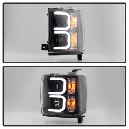 Spyder Chevy Silverado 2014-16 2500 HD Projector Headlights Light Bar DRL Blk PRO-YD-CSHD14-LBDRL-BK 5081032