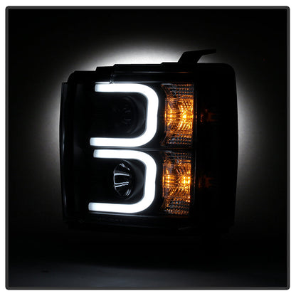 Spyder Chevy Silverado 2014-16 2500 HD Projector Headlights Light Bar DRL Blk PRO-YD-CSHD14-LBDRL-BK 5081032