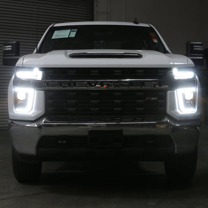 SPYDER 20-23 Chevy Silverado 2500/3500 Proj Headlights - LED DRL - Black PRO-YD-CSHD20SI-SEQ-BK 5088796