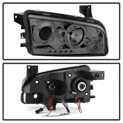 Spyder Dodge Charger 06-10 Projector Headlights Halogen Only - LED Halo LED Smke PRO-YD-DCH05-LED-SM 5009753