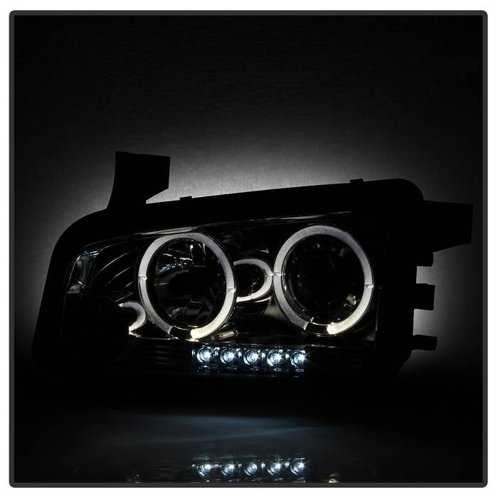 Spyder Dodge Charger 06-10 Projector Headlights Halogen Only - LED Halo LED Smke PRO-YD-DCH05-LED-SM 5009753